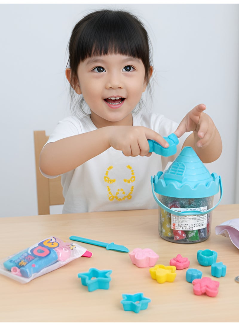 UNIKSAR 12-Color DIY Play Dough Set with Castle-Shaped Storage Bucket and 3D Modeling Tools - Creative Educational Clay Kit for Kids - Image 1